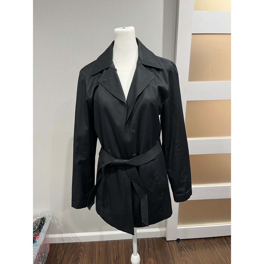 Nine West Womens Black Belted Trench Coat Jacket EM42021-BLK‎ Small